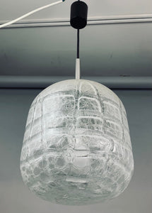 1970s Small Doria Leuchten Crackle Glass Hanging Light