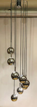 Load image into Gallery viewer, 1970s 8 Chrome Cascading Globe Hanging Light
