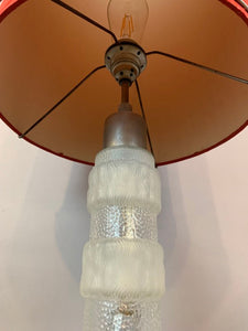 1970s Tall Illuminated Glass Table or Floor Lamp