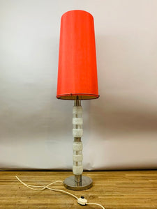 1970s Tall Illuminated Glass Table or Floor Lamp