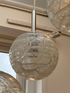 1970s Triple Globe Doria Crackle Glass Light