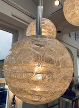 Load image into Gallery viewer, 1970s Triple Globe Doria Crackle Glass Light

