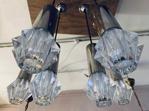1970s German Chrome and Glass Pendant Lights