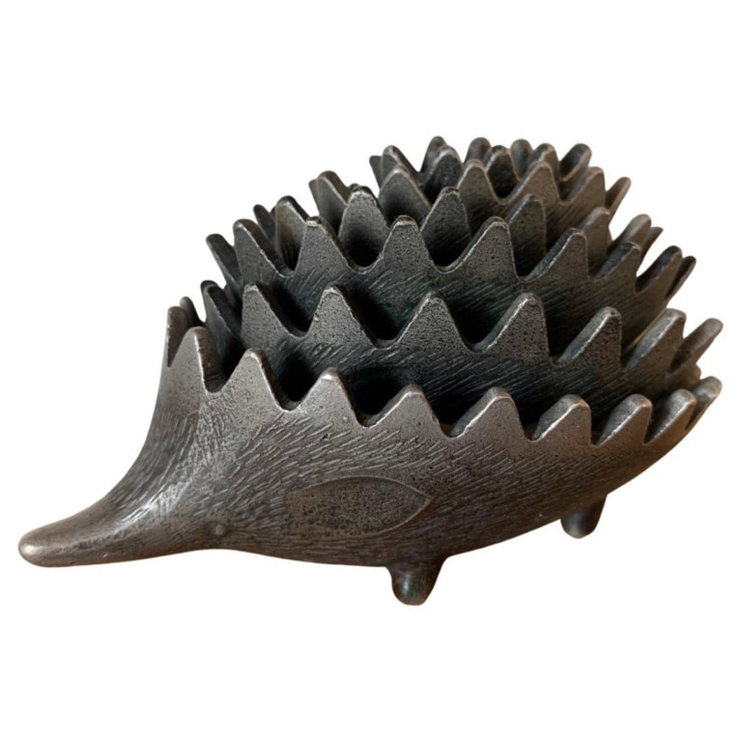 Set of 6. 1980s Walter Bosse Style Hedgehog Zinc Ashtray