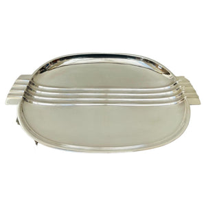 English Art Deco Silver Plated Serving Tray or Dish