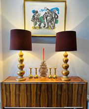 Load image into Gallery viewer, Pair of 1950s Frederick Cooper Gold Leaf Table Lamps
