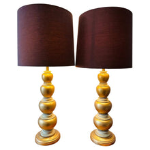 Load image into Gallery viewer, Pair of 1950s Frederick Cooper Gold Leaf Table Lamps
