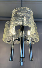 Load image into Gallery viewer, Pair of 1960s Italian Mazzega Chrome &amp; Glass Chandeliers
