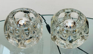 Pair of 1970s Putzler Clear Round Glass Table Lamps