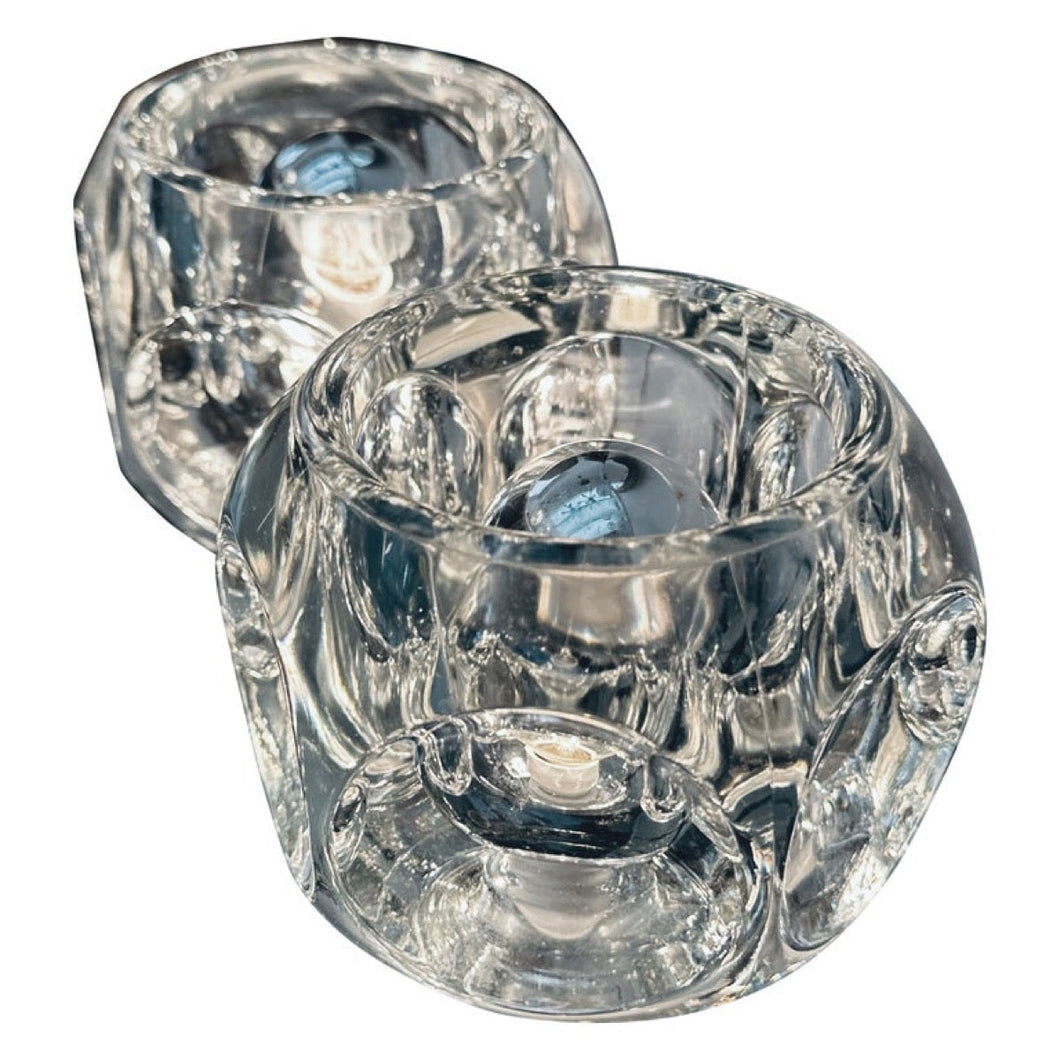 Pair of 1970s Putzler Clear Round Glass Table Lamps
