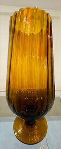 Pair of Large 1960s Italian Amber Glass Goblet Vases