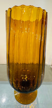 Load image into Gallery viewer, Pair of Large 1960s Italian Amber Glass Goblet Vases
