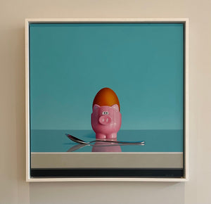 Pink Pig Egg Cup Still Life by Christopher Green