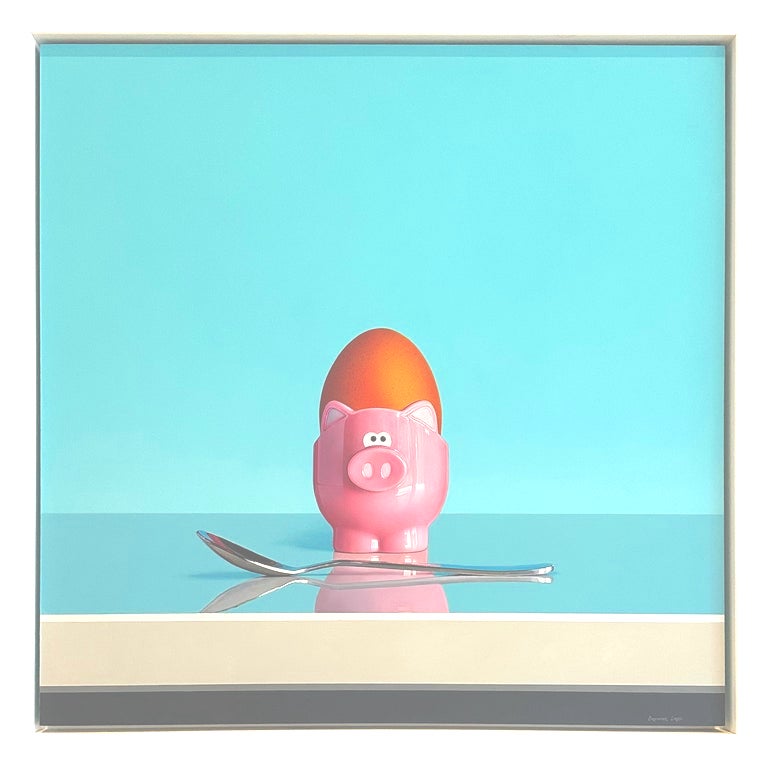 Pink Pig Egg Cup Still Life by Christopher Green