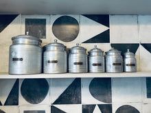 Load image into Gallery viewer, Set of 6 1960s Aluminium Portuguese Kitchen Storage Canisters
