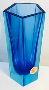 Small 1970s Italian Murano Blue Sommerso Glass Vase