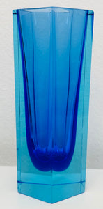 Small 1970s Italian Murano Blue Sommerso Glass Vase