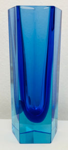 Small 1970s Italian Murano Blue Sommerso Glass Vase