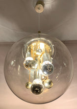 Load image into Gallery viewer, 1970s Large Doria Globe Glass &amp; Brass Pendant Light
