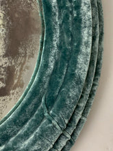 Load image into Gallery viewer, Small Round Wall Mirror in Turquoise Velvet

