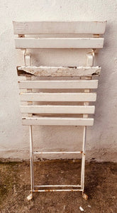 Vintage Rustic Slatted Painted White Garden Chair