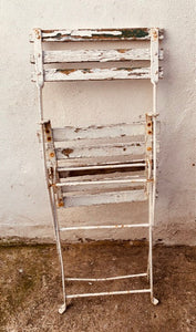 Vintage Rustic Foldaway Painted White Garden Chair