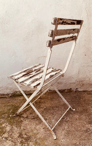 Vintage Rustic Foldaway Painted White Garden Chair
