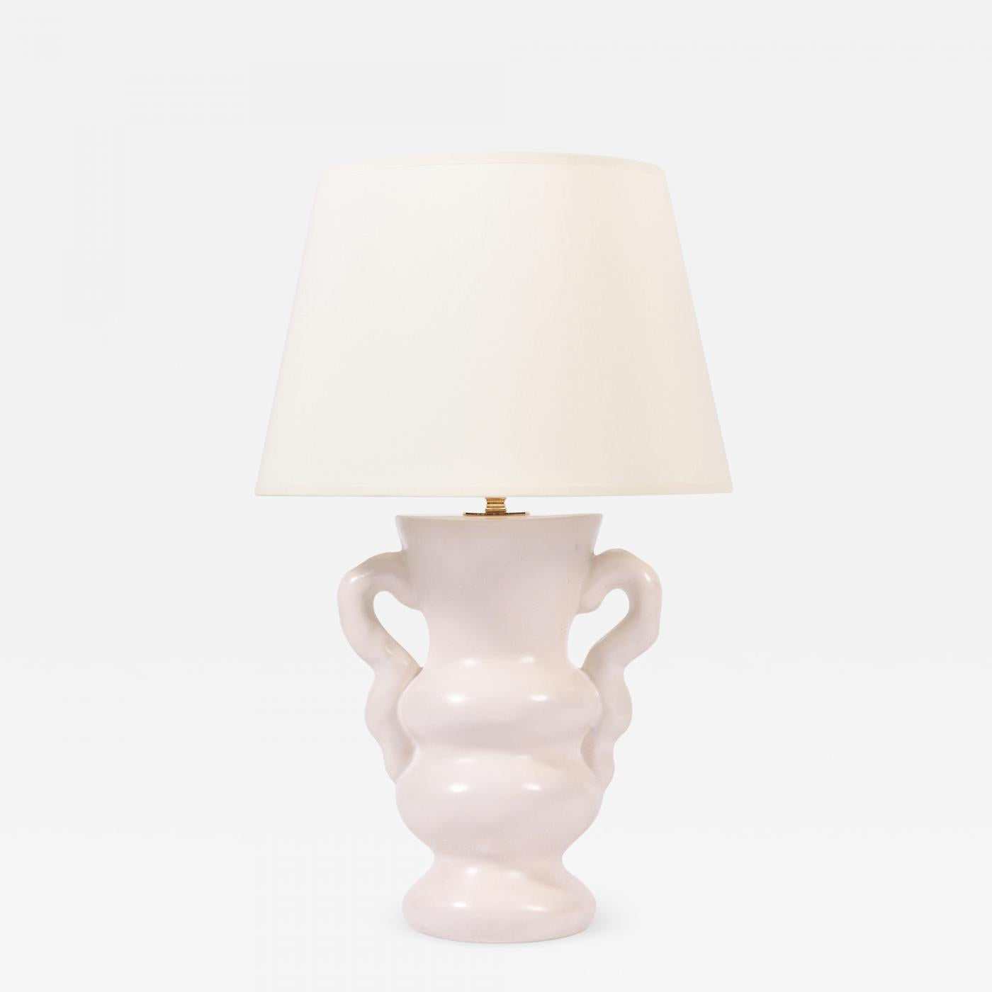 White Polished Plaster Table Lamp, by Dorian Caffot de Fawes