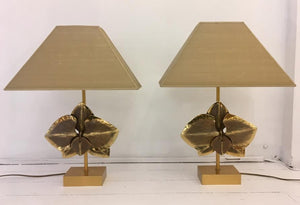 Pair of signed "Maison Charles" Lamps with Lilly Motif
