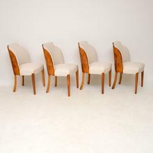 Set of 4 Art Deco Burr Walnut Cloud Back Dining Chairs