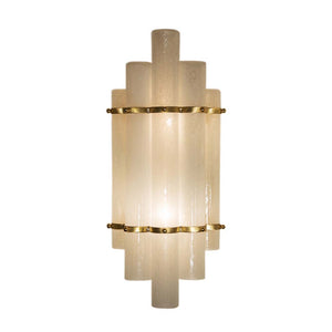 Pair Of Blown Murano Glass Tubes And Brass Wall Lights
